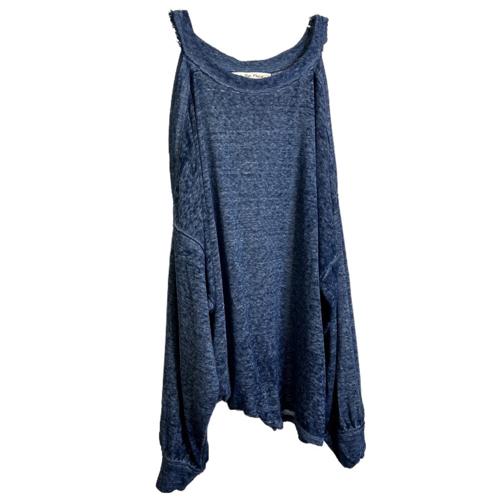 Free People We The Free Women's‎ S Chill Out Long Sleeve Cold Shoulder Top Blue